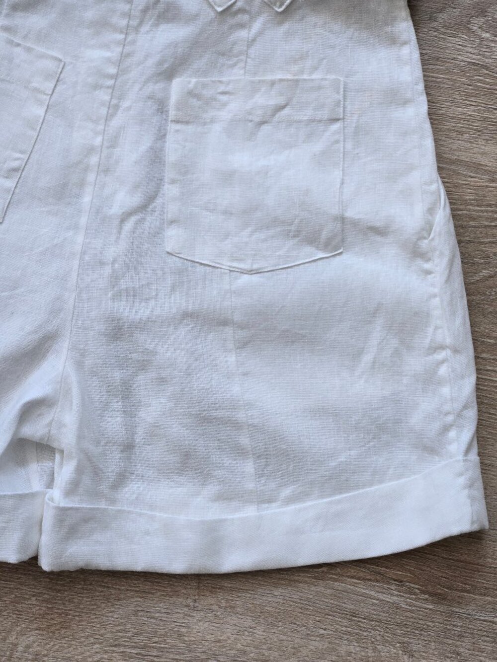 Farm Rio Tailored Linen Belted Shorts Ivory High Rise Size M New With Tags $145 - Picture 14 of 17